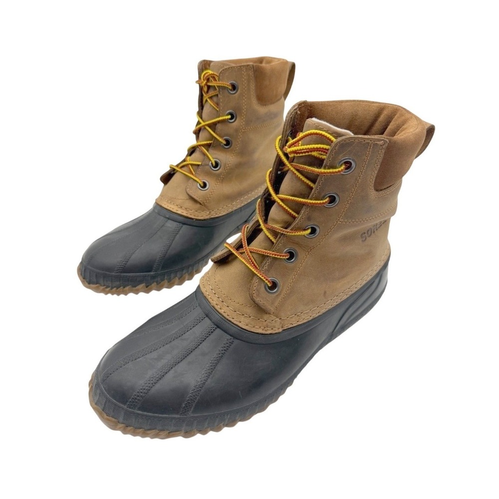 Sorel Cheyanne II Mens Brown Leather Waterproof Winter Fisherman Duck Boots 10